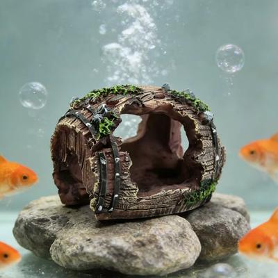 Смола Аквариумные Украшения Декорации 3d Искусственная Бочка Пещера Смола Украшения Для Аквариума Украшение Аквариума Фон