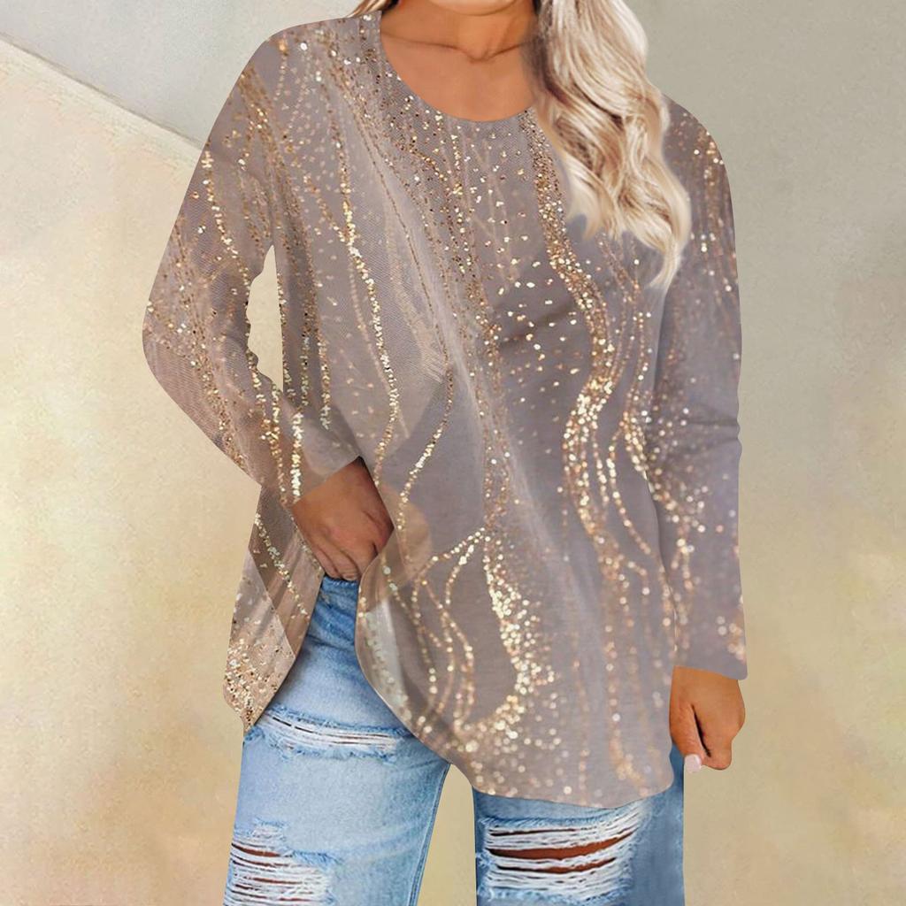 Женская свободная и удобная футболка с длинным рукавом и длинным рукавом с большим топом и принтом, повседневная