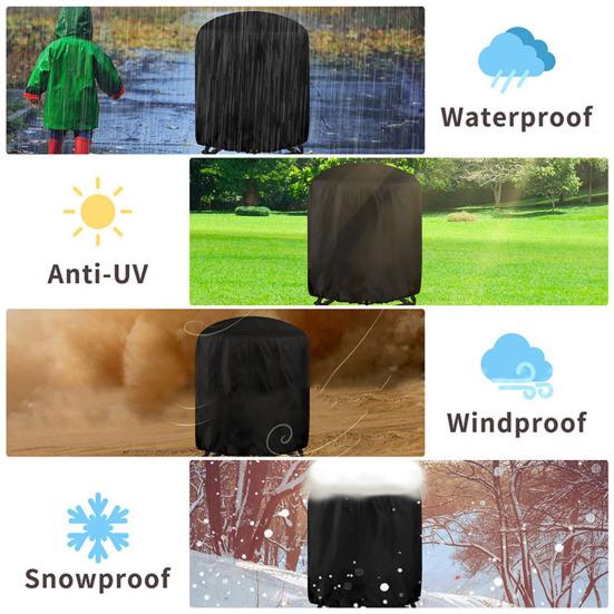 Круглый пылезащитный чехол для гриля-барбекю, водонепроницаемый пылезащитный шнурок, фиксирующий дизайн, двойная строчка, противопроникающее покрытие