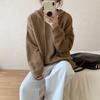 Solid Color Pullover Hoodie Sweater Women's Autumn and Winter New Retro Loose and Thin Lazy Style Knitted Sweater Jacket