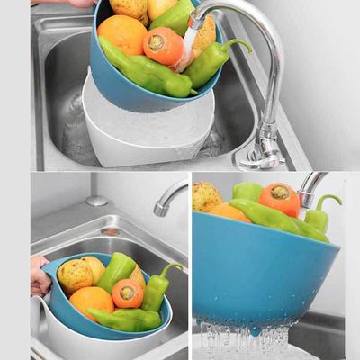 Двухслойная корзина для мытья и сушки фруктов и овощей. Два набора пластиковых кухонных корзин для мытья фруктов. Корзина с фильтром для воды.