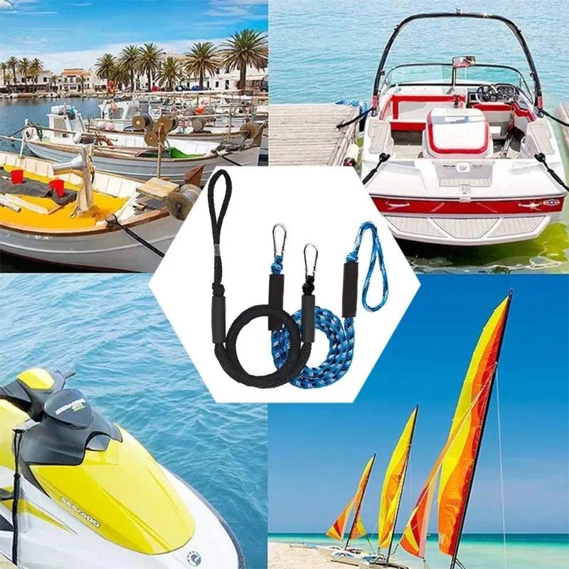 Boat Bungee Dock Lines 4FT Elastic Mooring Rope With 316 Stainless Steel Clip Shock Absorbing Docking Cord For Kayak Jet Ski Pontoon SeaDoo