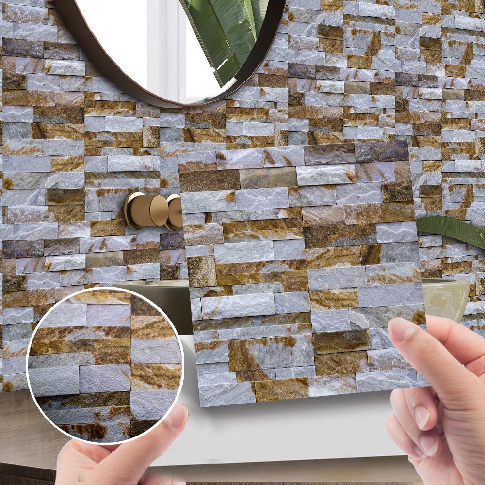 10 шт., наклейка на цементную, кирпичную, мраморную плитку, кухонный фартук, маслостойкая ванная комната, умывальник, пилинг и палка, водонепроницаемые художественные наклейки на стены