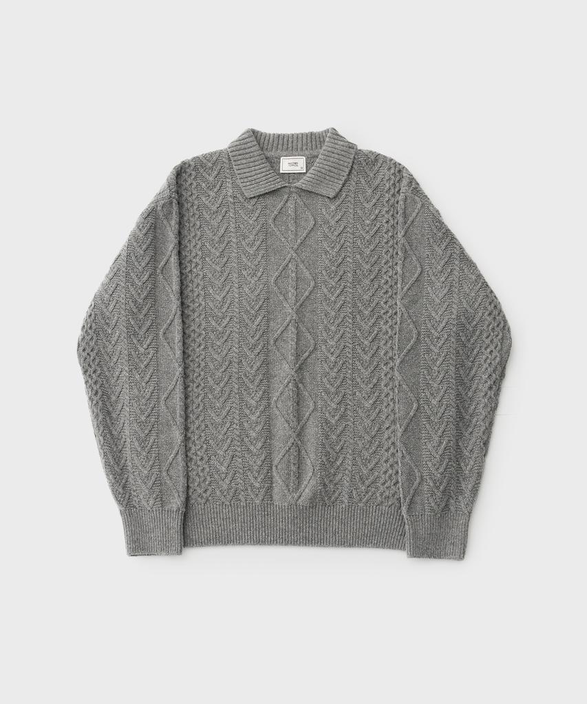 ANOTHER OFFICE Fisherman Cable Knit (Heather Gray)