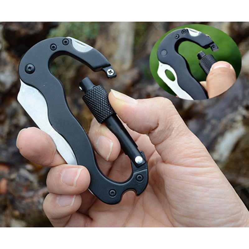 Многофункциональный алюминиевый туристический нож-карабин, брелок-клипса с открывалкой для бутылок для активного отдыха