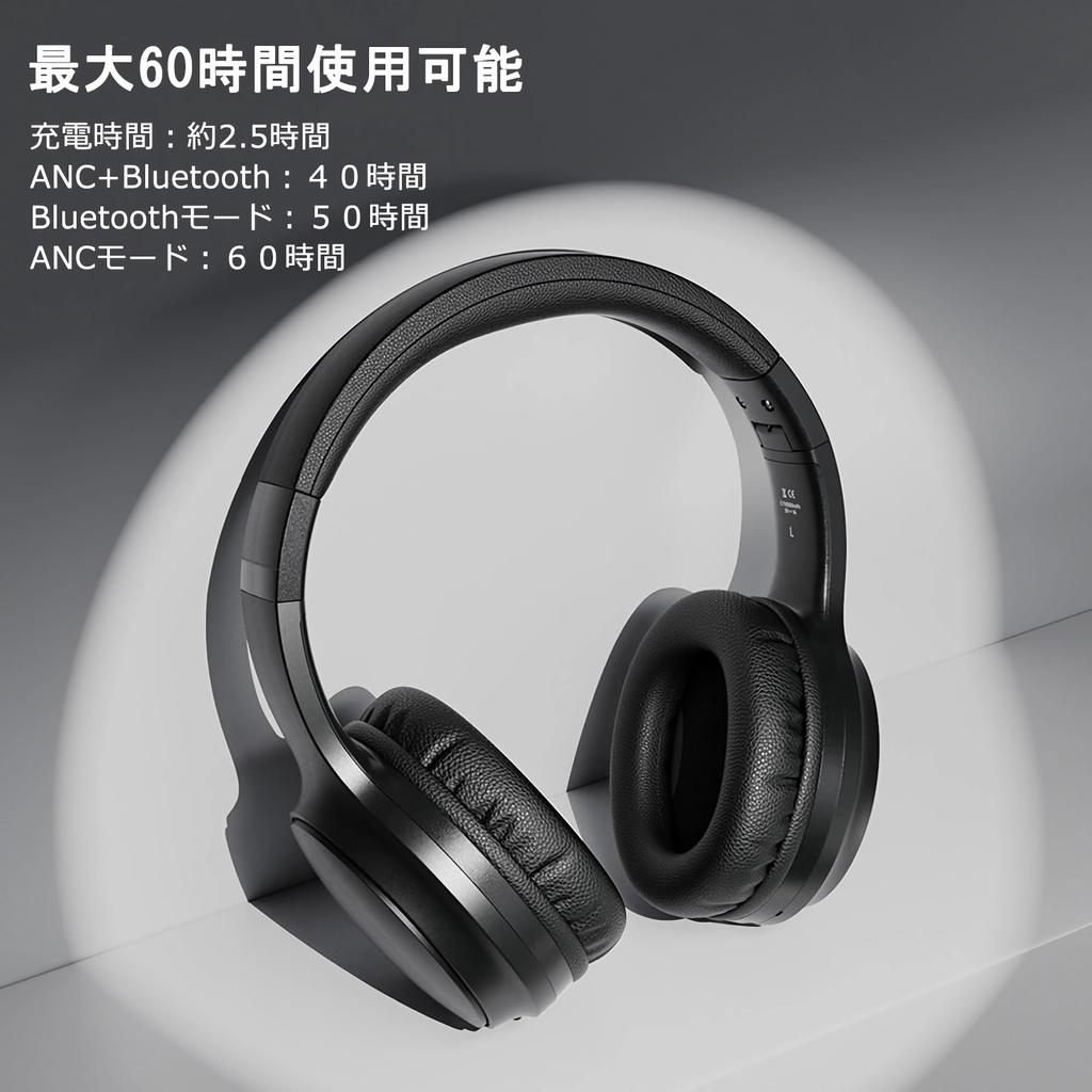 Bluetooth-наушники, беспроводные наушники с активным шумоподавлением ANC, 60 часов использования, только наушники-вкладыши, легкий вес 180 г, герметичный звук HIFI