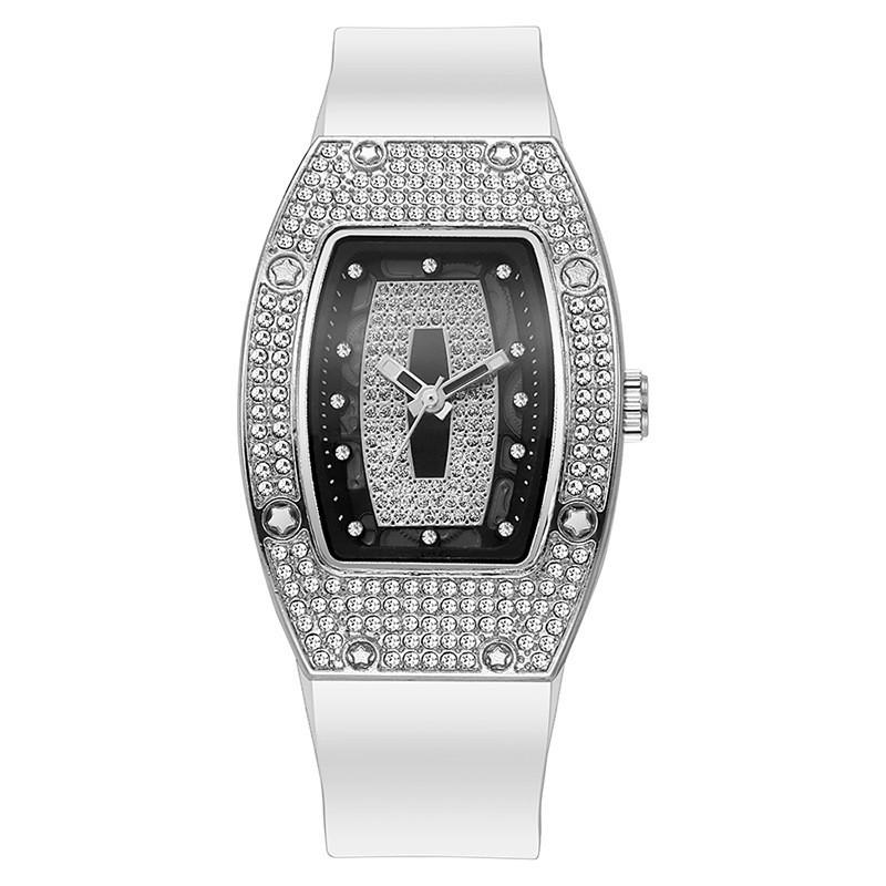 Fashion Women Barrel Shaped Quartz Watch With Silicone Strap For Casual Wear