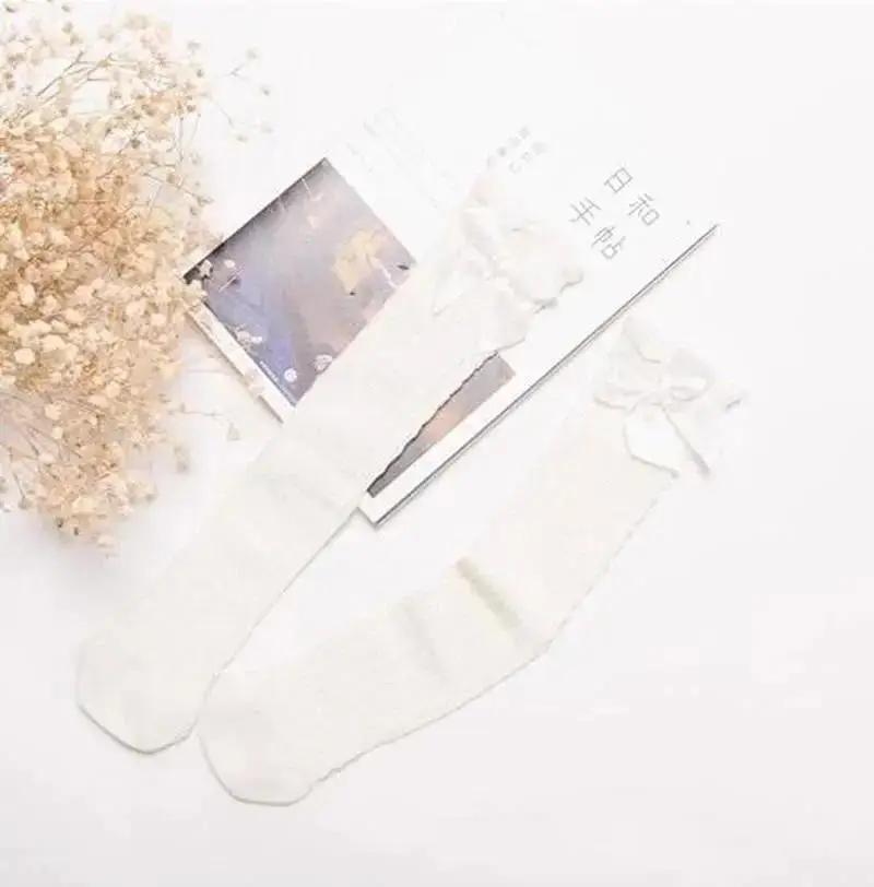 1 Pair Children's Leg Warm Socks Bowknot Bubble Mouth High Tube Knee High Thin Section No Heel Pods Baby Clothing Accessories