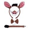 Halloween Animal Ears and Tail Set Holiday Masquerade Pig Costume Props  for Kids and Adults