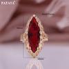PATAYA Rose Gold Color Daily Hollow Rings Horse Eye Red Artificial Zircon Unique Women Rings