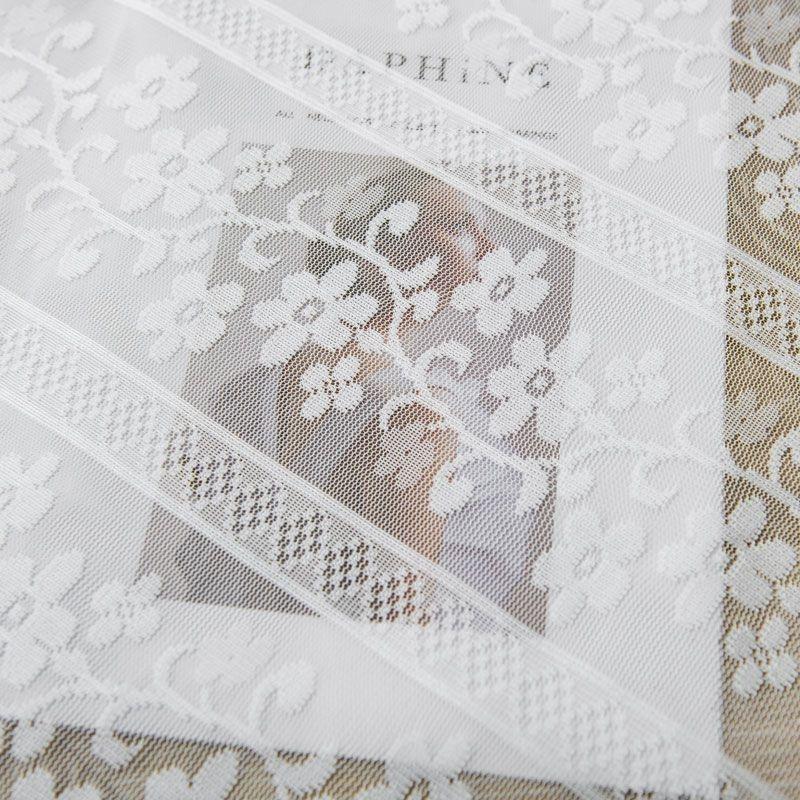 Элегантная белая кружевная прозрачная занавеска с цветочным узором - полупрозрачная полиэстеровая ткань для гостиной, спальни или балкона