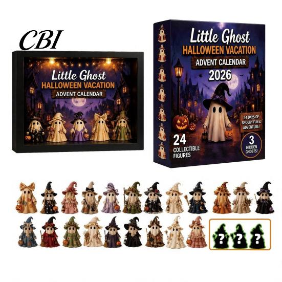Halloween Themed Calendar Advent Calendar, 24 Days Ghost Countdown with Holiday Decoration Collectible Figures, Gifts for Kids Boys Girls Toddlers