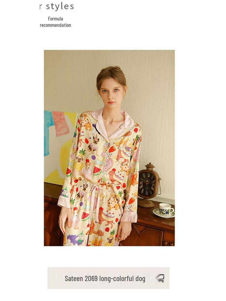 Женский рождественский пижамный комплект из сатина с принтом кролика - с коротким рукавом и шортами