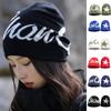 Fashion Letter Print Women Winter Beanie Hat Couple Reversible Warm Soft Cap Windproof Hats For Women Outdoor Winter Knitted Hats