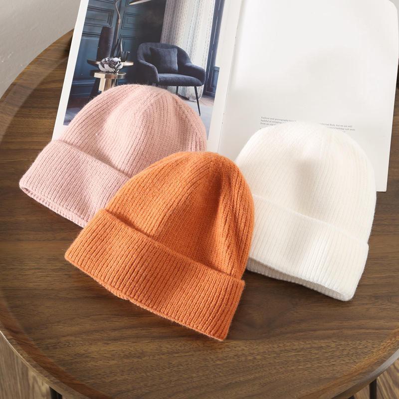 Solid Color Winter Fluffy Fleece Beanies Warm Acrylic Knitted Custom Made Fuzzy Beanie Hat
