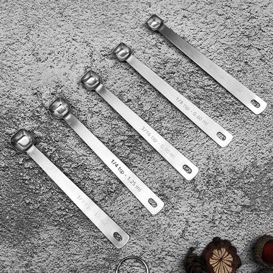 1 Set Measuring Spoon Food Grade Polished Surface Rustproof High Precise Clear Scale Stainless Steel Seasoning Spice
