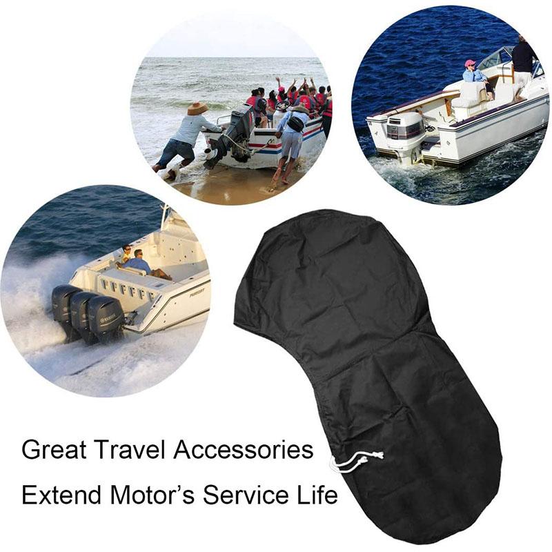 420D Boat Full Outboard Engine Cover Motor Engine Boat Cover Yacht Half Outboard UV Black Oxford Waterproof Protector Cover