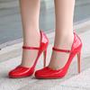 Patent 12cm High Heels Pumps Shoes Woman Large Size 46 Black Red Nude White Thin Heeled Spring Party Wedding Office Shoes Ladies