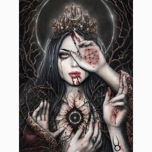 Vampire Gothic Girl Diamond Mosaic 5D DIY Diamond Embroidery Dark Woman Art Cross Stitch Kits Crystal Full Drill Crafts Decor