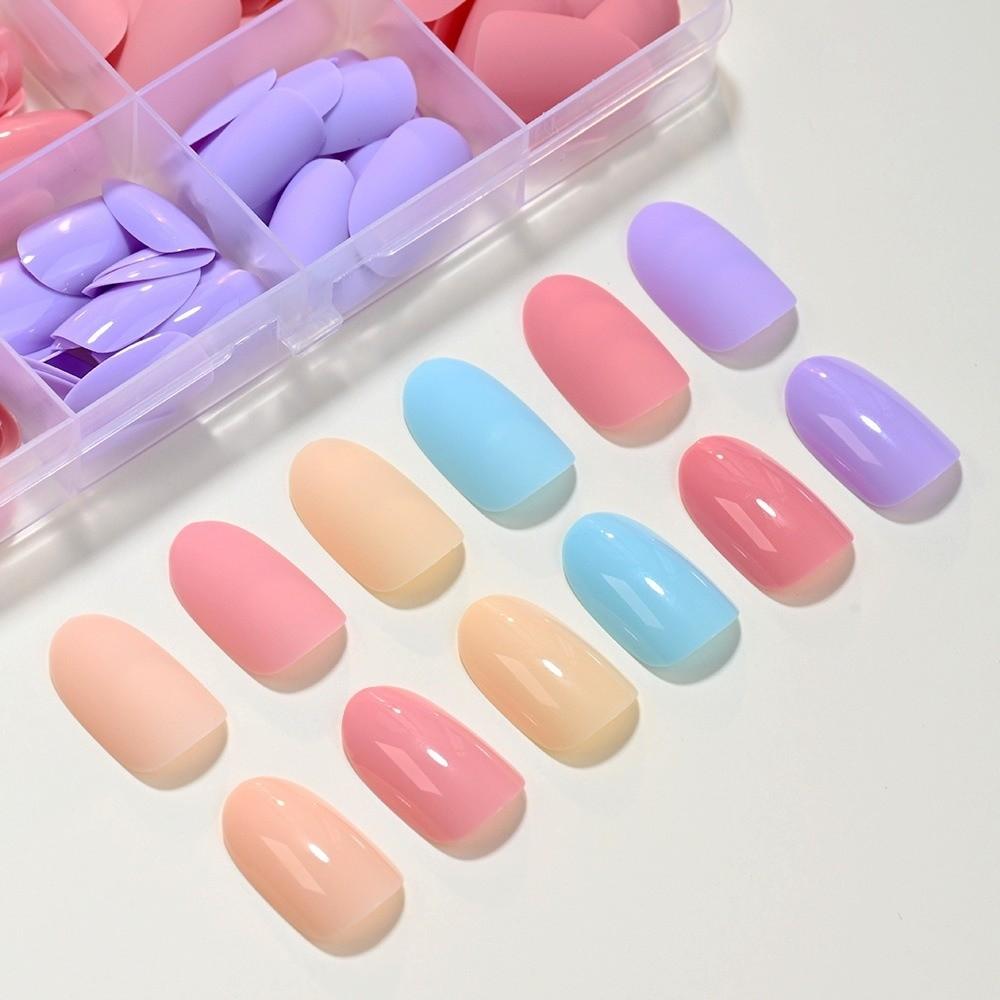 288pcs Solid Color Press On Nails Matte Finish Acrylic Fake Nails Hot Nail Tips Daily Wear