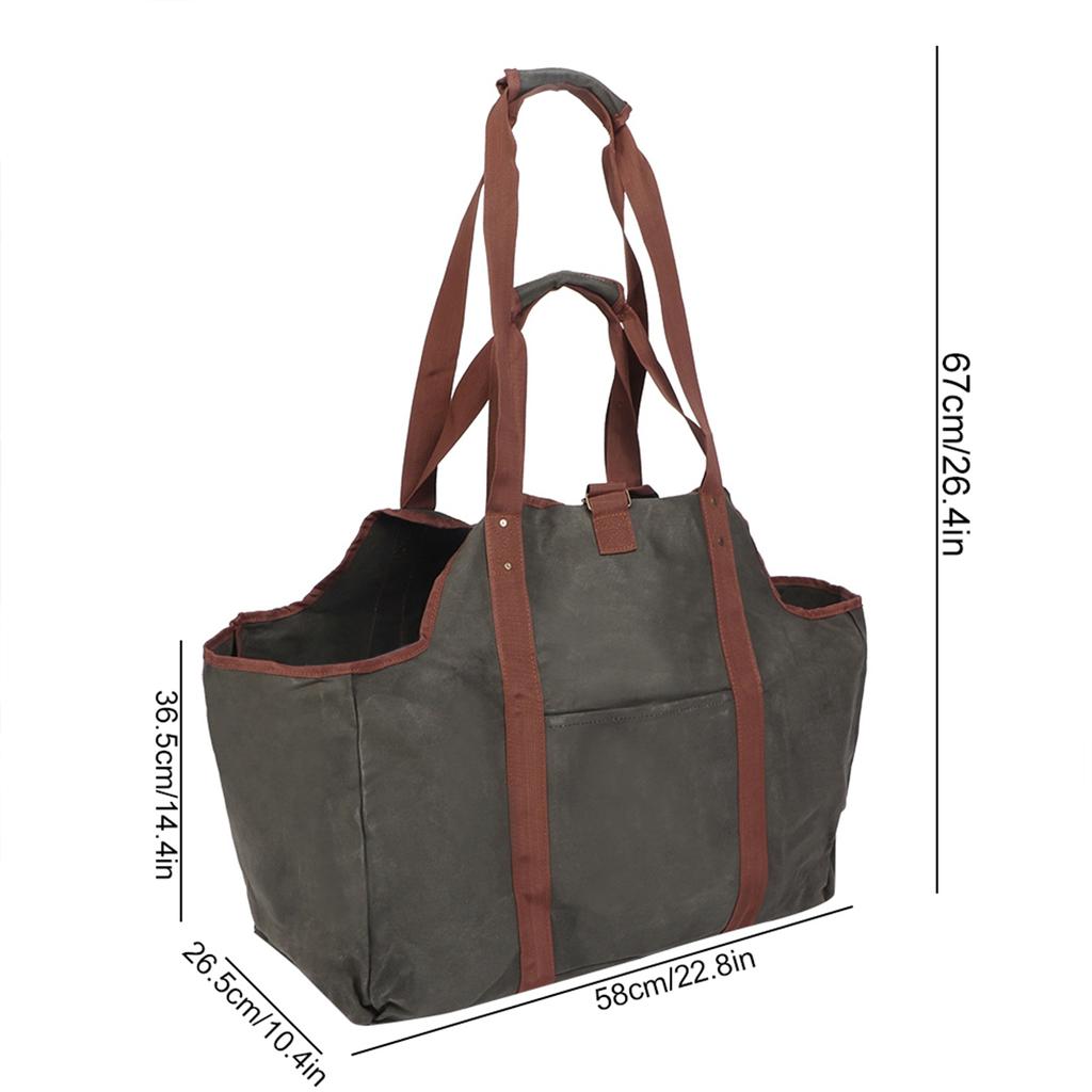 Большая утолщенная сумка для хранения дров, вощеная холщовая сумка для хранения дров