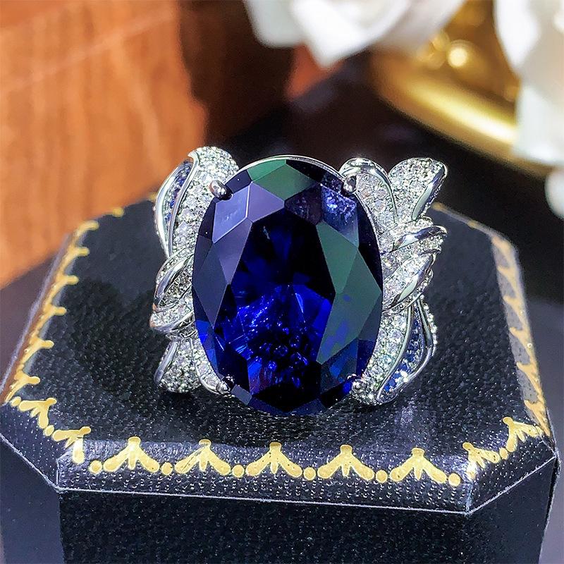 Фабричное кольцо ювелирные изделия высокое чувство красный корунд синяя шпинель открытие роскошь мода придворный стиль мода