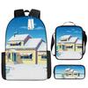 Fat Cat vs Three Little Strong Cartoon Backpack Set Large Capacity School Bag for Students Lightweight Durable