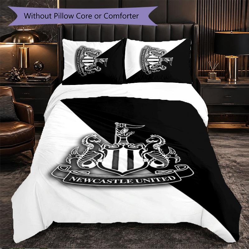 Футбольный комплект постельного белья Newcastle United из 3 предметов Мягкий пододеяльник с наволочками Комплект для декора спальни для дома