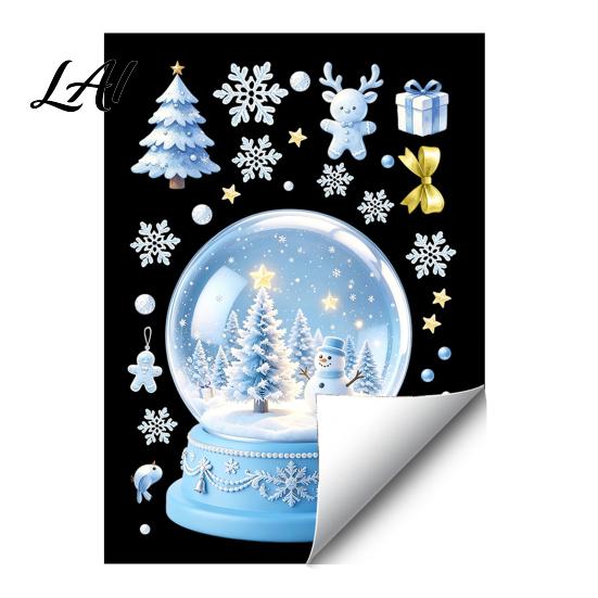 Winter Wonderland Decorations Christmas Snowflakes Santa Static Sticker Waterproof PVC Window Decorative Stickers for Glass Decal Removable