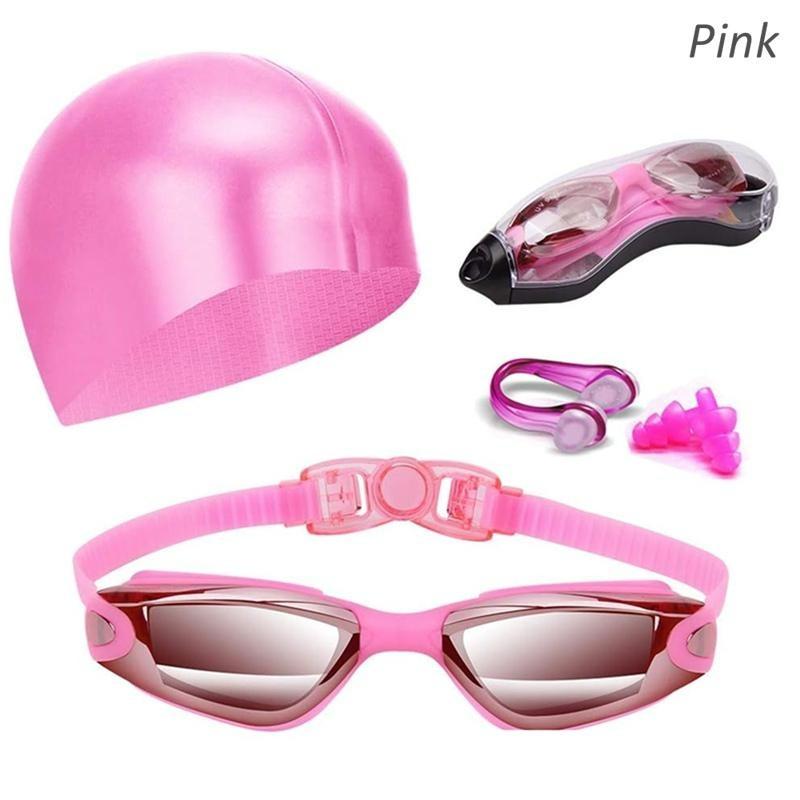 6 шт./компл. противотуманные очки для плавания, не протекающие, с зажимом для носа, берушами, шапочкой для плавания и чехлом