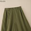 ZANZEA Женские повседневные однотонные свободные широкие брюки