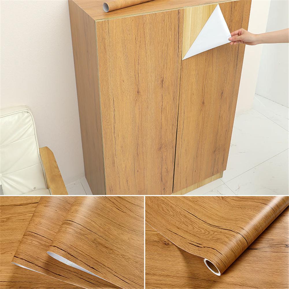 80см Виниловые Водонепроницаемые 3D Наклейки с Текстурой Дерева для Шкафа Стола Гардероба Мебели ПВХ Самоклеящиеся Обои Домашний Декор
