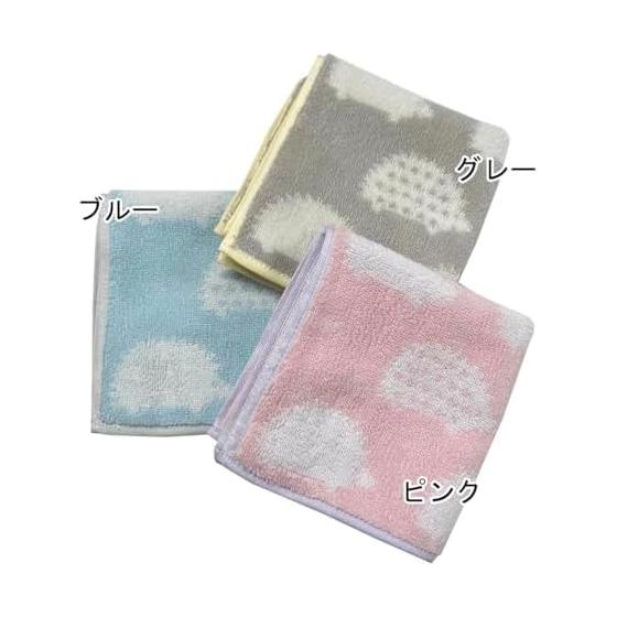 Imabari Towel Handkerchief Set - 2 Pack, Hedgehog Pattern, Blue & Pink, 25x25cm, 100% Cotton, Made in Japan. Cute, Stylish, Nordic Design. Absorbent,