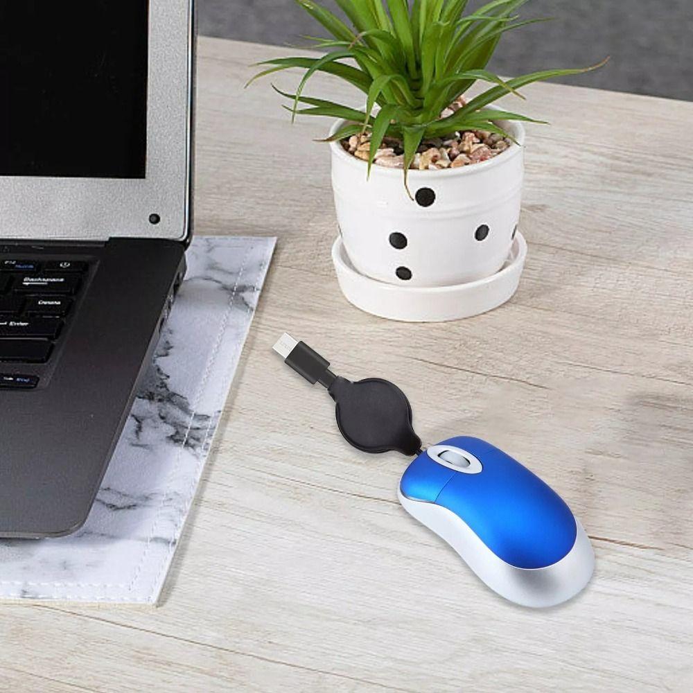 Mini Wired Mouse Retractable Cable Retractable Mouses Creative USB C Mouse