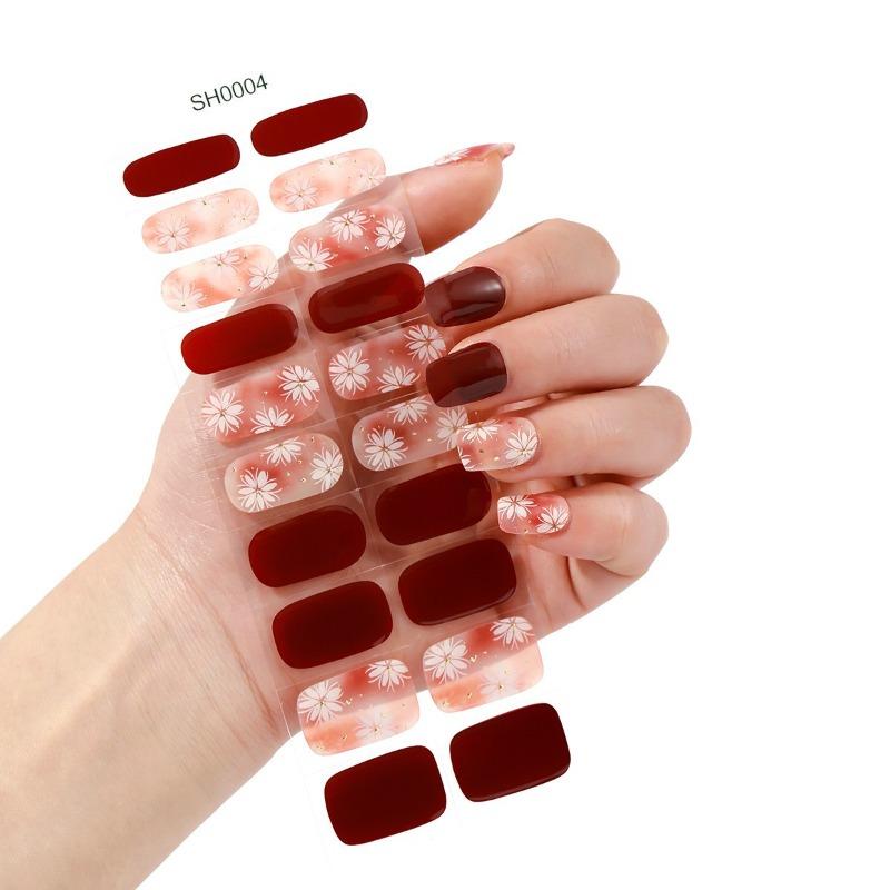 Gel Nail Sticker 20 Nail Semi-curing Lamp Nail Sticker Hardens Waterproof Full Sticker Fluorescent