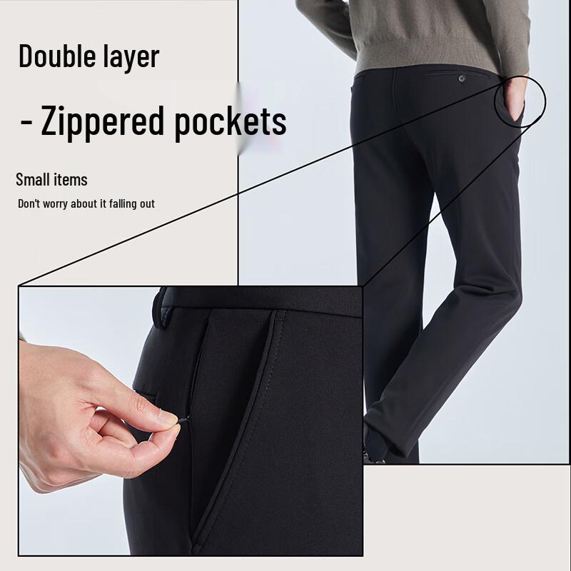LILANZ Men's Winter Far Infrared Fleece-Lined Business Casual Pants
