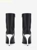Metal Strange Style Stiletto High Heel Short Boots 2025 New Pointed Toe Mid-Calf Boots Side Zipper Black Women's Boots