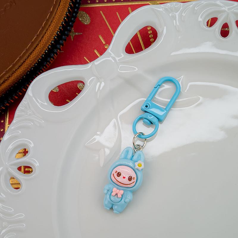 5Pcs Cartoon Kawaii Flower Labubu Keychain Pendant  Funny Car Keyring Exquisite Cute Backpack Decoration Accessories Gift