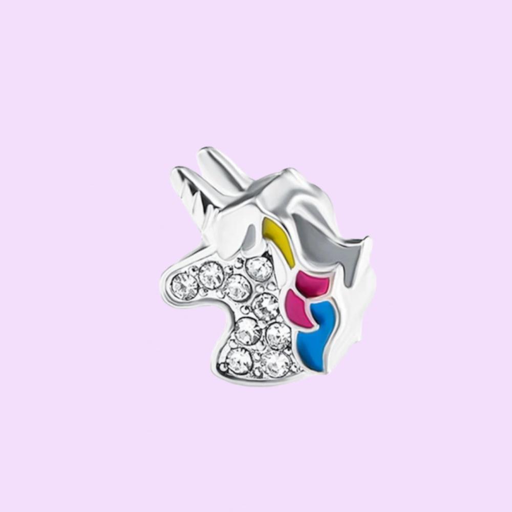 S925 Стерлингового Серебра Красочные Бусины Единорога Шарм Мотаться Подходит Браслет Ожерелье Изготовление для Женщин Подарки С Тканевой Сумкой