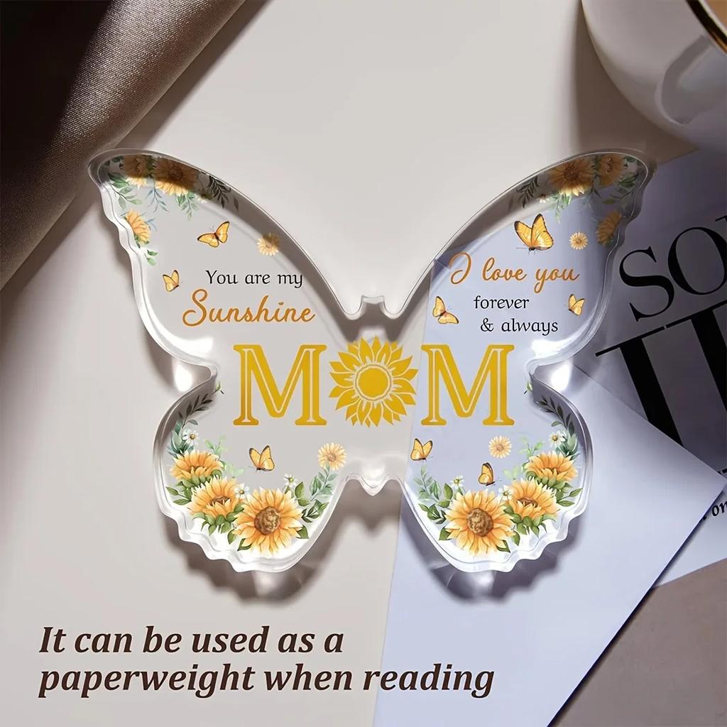 Acrylic Butterfly Ornaments Thanks Mother Express Love Heartfelt Gifts Desktop Accessories Plaque for Mom Birthdays Ideal Gift