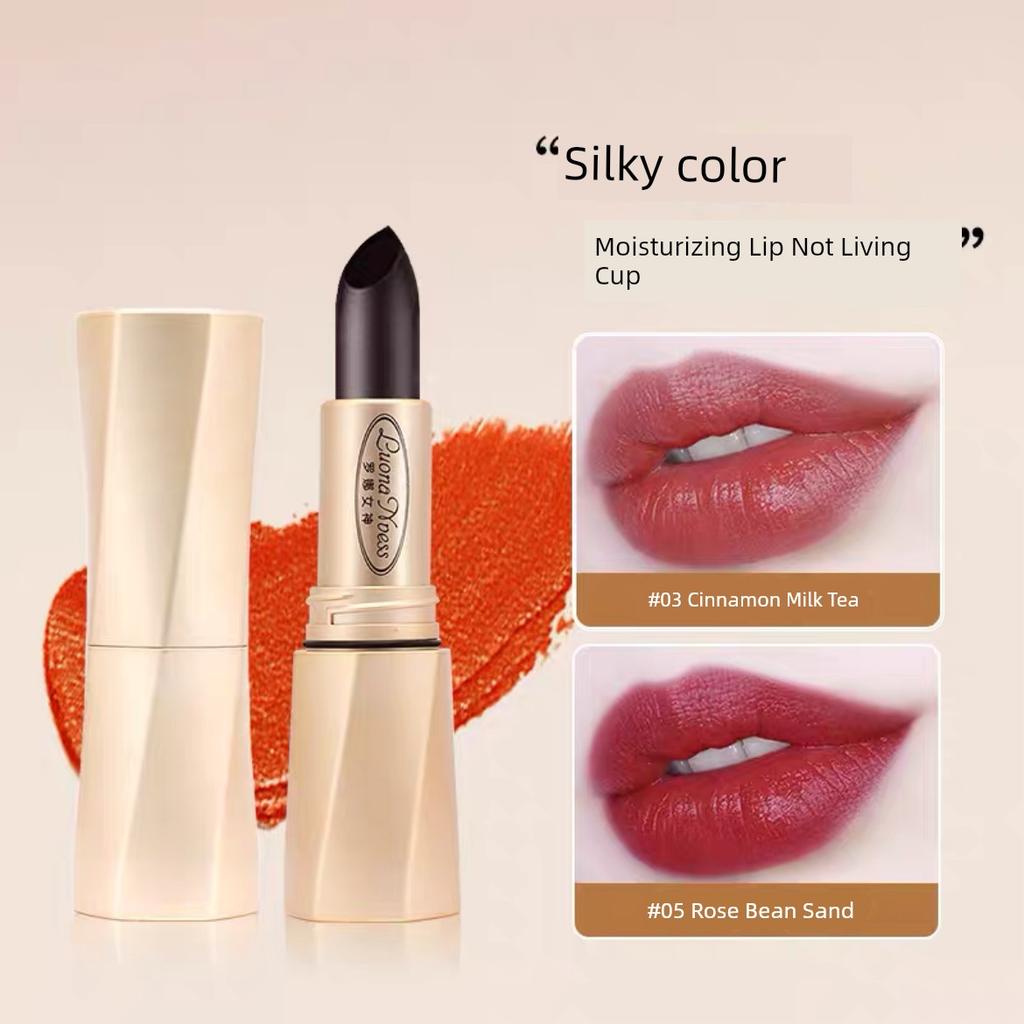 Rona Goddess Black Magic Secret Solid Color Lipstick No Stain on Cup Moisturizing Non-Fading Essence Lip Guard Fade Lip Lines