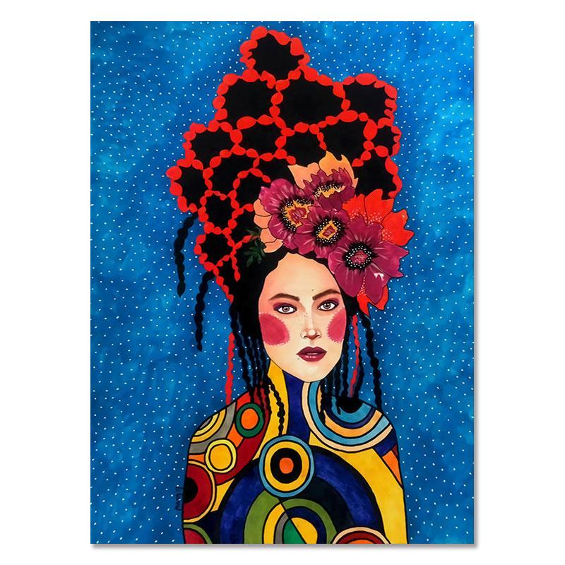 Современные женщины красочные цветы волосы девушки стены книги по искусству холст картины плакат на скандинавскую тему винтажные настенные панно для гостиной