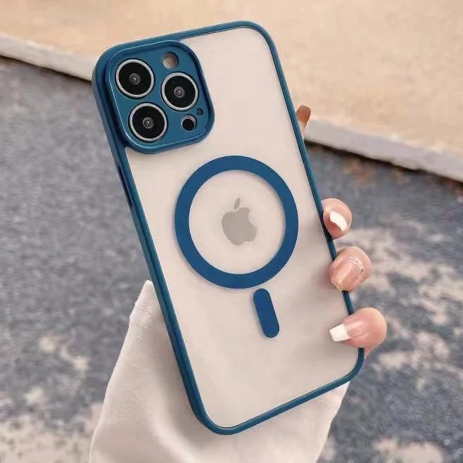 Роскошный магнитный чехол с беспроводной зарядкой для Magsafe для iPhone 15 14 13 12 11 Pro Max, мягкий магнитный бампер из ТПУ, противоударный чехол