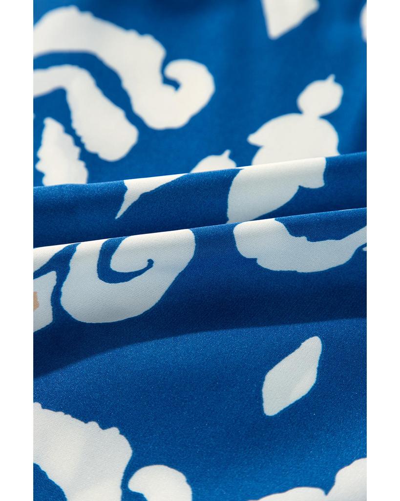 Azura Exchange Синяя блузка свободного кроя с геометрическим узором и рукавами 3/4