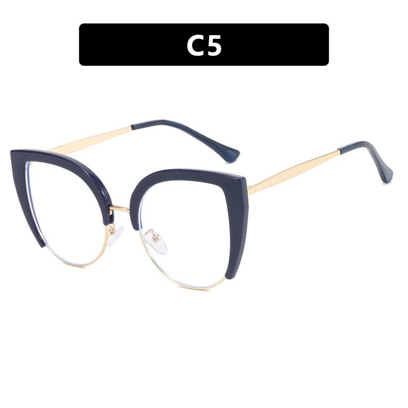 Cat-Eye Semi-Rimless Large Anti-Blue Light Eyeglass Frames, 2023 Retro Trend, European & American Style.