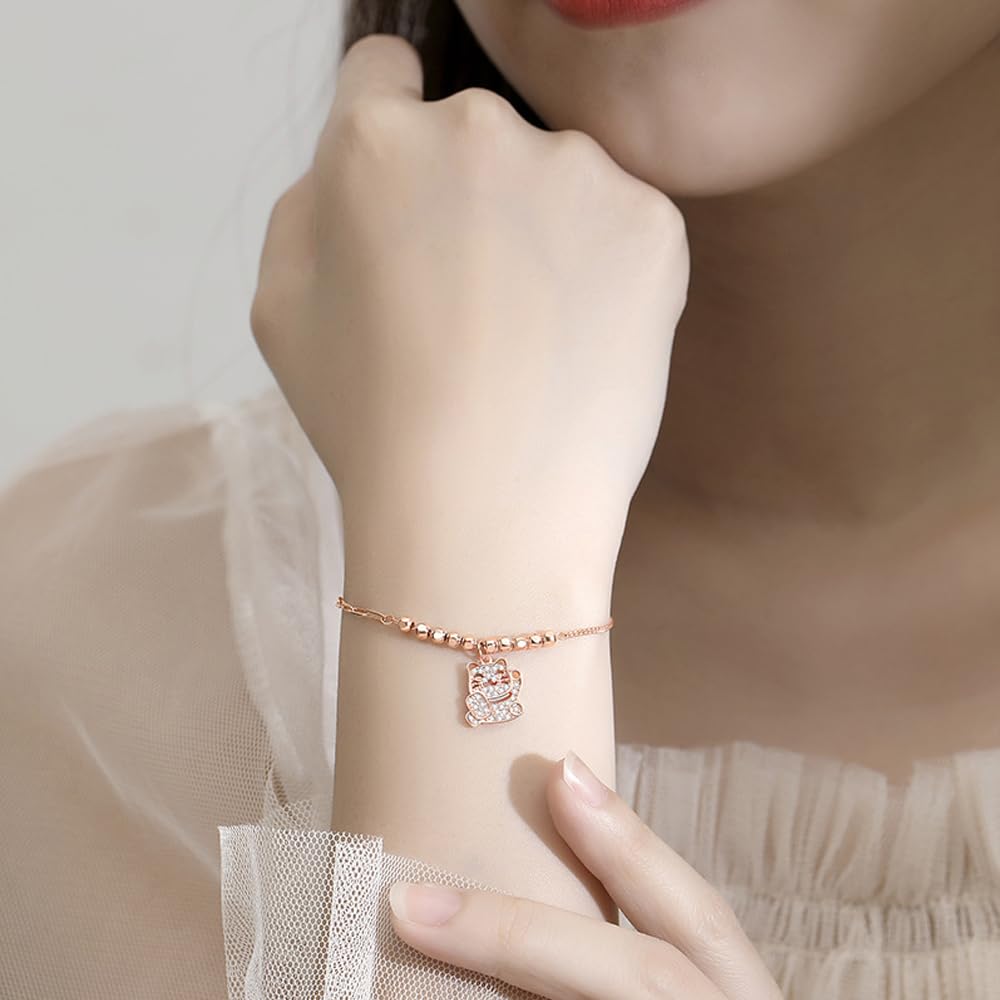 Кошачий браслет из роскошного стерлингового серебра 925 пробы, популярный милый кошачий отпечаток лапы, поставляется в эксклюзивной коробке, женский, серебряный, браслет, кошка, браслет, ювелирное изделие, (Розовое золото-А)