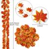 12pcs Artificial Maple Leaf Vines Weatherproof Outdoor Hanging Garland For Autumn Thanksgiving Fall