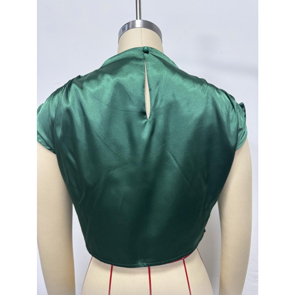 Летние атласные рубашки Модные однотонные Высококачественные женские блузки и рубашки с коротким рукавом