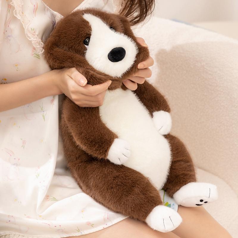 45Cm Rottweiler Dog Plush Toy Stuffed Black Brown Puppy Sitting Cartoon Animal Doll Like Real Plushie Sleeping Companion Gift