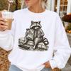 Vintage Raccoon Graphic Tee: Engraved Wildlife Humor (Long Sleeve)